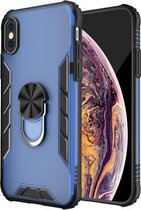 Magnetische matte pc + matte TPU schokbestendige hoes met ringhouder voor iPhone XS Max (klassiek blauw)