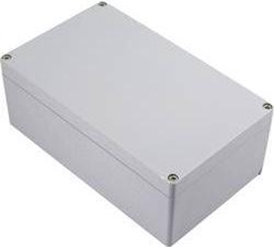 Lichtgrijze universele behuizing van ABS, 83 x 58 x 33 mm, met schroeven.
