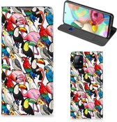 Telefoon Hoesje Geschikt voor Samsung Galaxy A71 Bookcover Case Birds