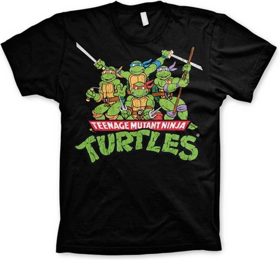 Teenage Mutant Ninja Turtles Heren Tshirt -M- Turtles Distressed Group Zwart