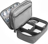 Multifunctionele hoofdtelefoonoplader Datakabel opbergtas, dubbellaagse opbergtas, afmeting: 12x5x26cm (grijs)