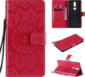 Voor Nokia 2.4 Sun Embossing Pattern Horizontale Flip Leather Case met Card Slot & Holder & Wallet & Lanyard (Red)