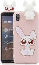 Voor Xiaomi Redmi 7A Cartoon schokbestendige TPU beschermhoes met houder (konijn)