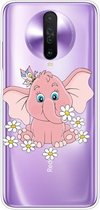 Voor Xiaomi Redmi K30 schokbestendig geverfd transparant TPU beschermhoes (kleine roze olifant)