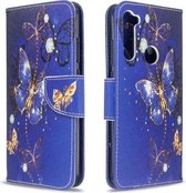 Voor Xiaomi Redmi Note 8T Gekleurde Tekening Patroon Horizontale Flip Leren Case met Houder & Kaartsleuven & Portemonnee (Paarse Vlinder)