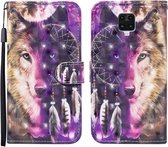 Voor Xiaomi Redmi Note 9S 3D Geschilderd Patroon Horizontale Flip Leren Case met Houder & Portemonnee & Kaartsleuf & Lanyard (Wind Chime Wolf)