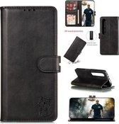 Voor Xiaomi MI 10 Pro reliëf Happy Cat-patroon Horizontale flip lederen tas met houder & kaartsleuven & portemonnee (zwart)