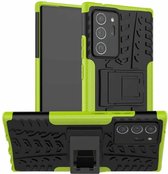 Voor Samsung Galaxy Note20 Ultra Tyre Texture Shockproof TPU + PC beschermhoes met houder (groen)