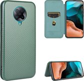 Voor Xiaomi Redmi K30 Pro Koolstofvezel Textuur Magnetische Horizontale Flip TPU + PC + PU lederen tas met kaartsleuf (groen)