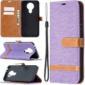 Voor Nokia 3.4 kleuraanpassing denim textuur lederen tas met houder & kaartsleuven & portemonnee & lanyard (paars)