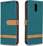 Voor Nokia 2.3 Kleuraanpassing Denim Texture Horizontaal Flip Leather Case met houder & kaartsleuven & Wallet & Lanyard (groen)