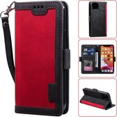 Voor iPhone 12 Pro Max Retro Splicing Horizontale Flip lederen tas met kaartsleuven & houder & portemonnee (rood)