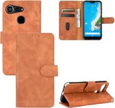 Voor Kyocera Android One S6 Effen Kleur Huidgevoel Magnetische Gesp Horizontale Flip Kalf Textuur PU Lederen Case met Houder & Kaartsleuven & Portemonnee (Bruin)