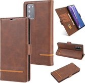 Voor Samsung Galaxy Note 20 Business Style Line Splicing Horizontale Flip TPU + PU Leather Case met Card Slots & Holder & Wallet (Dark Brown)