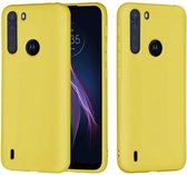 Voor Motorola Moto One Fusion effen kleur vloeibare siliconen valbestendige volledige dekking beschermhoes (geel)