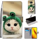 Voor Xiaomi Poco X3 NFC Gekleurde Tekening Cross Textuur Horizontale Flip PU Lederen Case met Houder & Kaartsleuven & Portemonnee & Lanyard (Frog Kitten)