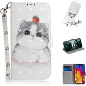 3D Schilderen Patroon Gekleurde Tekening Horizontale Flip Leren Case met Houder & Kaartsleuven & Portemonnee Voor LG V40 ThinQ (Leuke Kat)