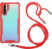 Voor Huawei P30 Pro acryl + kleur TPU schokbestendig hoesje met nekkoord (rood)