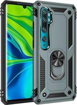 Voor Xiaomi Mi CC9 Pro Armor schokbestendig TPU + pc beschermhoes met 360 graden rotatiehouder (groen)