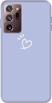 Voor Samsung Galaxy Note20 Ultra Three Dots Love-heart Pattern Frosted TPU beschermhoes (lichtpaars)
