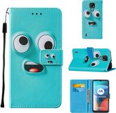 Voor Motorola Moto E7 Cross Texture Painting Pattern Horizontale Flip Leren Case met Houder & Kaartsleuven & Portemonnee & Lanyard (Big-eye Monster)