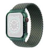 Geweven vervangende polsband horlogebanden met frame voor Apple Watch Series 6 & SE & 5 & 4 40 mm / 3 & 2 & 1 38 mm, lengte: 145 mm (donker olijfgroen)