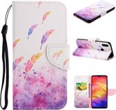 Voor Xiaomi Redmi Note 7 Gekleurd tekeningpatroon Horizontaal Flip TPU + PU lederen tas met houder & kaartsleuven & portemonnee & lanyard (aquarelveren)