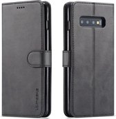 Voor Galaxy S10 Plus LC.IMEEKE kalfsleer Horizontale flip lederen tas, met houder & kaartsleuven & portemonnee (zwart)