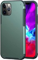 Voor iPhone 12 Max / 12 Pro Effen kleur Vierhoekige schokbestendige TPU + pc-beschermhoes (donkergroen)