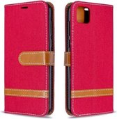 Voor Huawei Y5P / Honor 9S Kleuraanpassing Denim Textuur Horizontale Flip Leren Case met Houder & Kaartsleuven & Portemonnee & Lanyard (Rood)