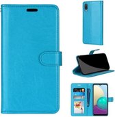 Voor Samsung Galaxy A02 / M02 Pure Color Horizontale Flip PU lederen tas met houder & kaartsleuven & portemonnee & fotolijst (blauw)