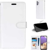 Voor Samsung Galaxy A32 5G Pure Kleur Horizontale Flip PU Lederen Case met Houder & Kaartsleuven & Portemonnee & Fotolijst (Wit)