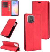 Voor Huawei nova 8 SE Retro-skin Business magnetische zuignap lederen tas met houder & kaartsleuven & portemonnee (rood)