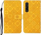 Voor OPPO Find X2 Pro Etnische Stijl Reliëfpatroon Horizontale Flip Leren Case met Houder & Kaartsleuven & Portemonnee & Lanyard (Geel)