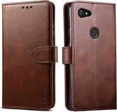 Voor Google Pixel 3a GUSSIM Zakelijke stijl horizontale flip lederen tas met houder en kaartsleuven en portemonnee (bruin)