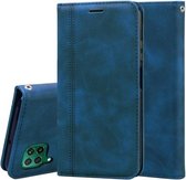 Voor Huawei P40 Lite Frosted Business Magnetische Horizontale Flip PU lederen tas met houder & kaartsleuf & lanyard (blauw)