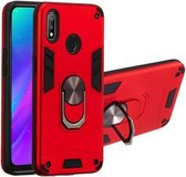 Voor OPPO Realme 3 2 in 1 Armor Series PC + TPU beschermhoes met ringhouder (rood)