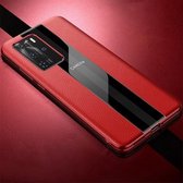 Voor Huawei P40 lederen gegalvaniseerde schokbestendige beschermhoes (rood)