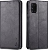 Voor Samsung Galaxy A31 AZNS Retro Textuur Magnetische Horizontale Flip PU Leather Case met Houder & Kaartsleuven & Fotolijst (Zwart)