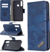 Voor Huawei Y6p Bijpassende kleur Krokodiltextuur Horizontale flip PU lederen tas met houder & kaartsleuven en portemonnee (blauw)