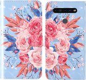 Voor LG K41S / K50S 3D-schilderij Gekleurd tekenpatroon Horizontaal Flip TPU + PU lederen tas met houder & kaartsleuven & portemonnee & draagkoord (gekleurde bloemen)