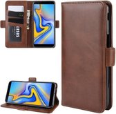 Dual-side magnetische gesp horizontale flip lederen tas voor Galaxy J6 +, met houder & kaartsleuven & portemonnee & fotolijst (bruin)