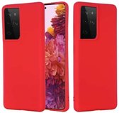 Voor Samsung Galaxy S21 Ultra 5G Pure Color vloeibare siliconen schokbestendige volledige dekking hoes (rood)