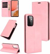 Voor Samsung Galaxy A72 5G Retro-skin Business magnetische zuignap lederen tas met houder & kaartsleuven & portemonnee (roze)