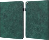 Voor Samsung Galaxy Tab A 10.1 (2019) T510 Pauw Reliëfpatroon TPU + PU Horizontale Flip Leren Case met Houder & Kaartsleuven & Portemonnee (Groen)