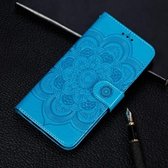 Mandala-reliëfpatroon Horizontaal leren flip-hoesje voor Galaxy M20, met houder & kaartsleuven & portemonnee & fotolijst & lanyard (blauw)