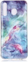 Voor Galaxy M30 gekleurd tekenpatroon IMD-afwerking Soft TPU beschermhoes (blauwe lucht)