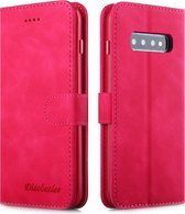 Voor Galaxy S10 + Diaobaolee Pure Fresh Texture horizontale flip lederen tas, met houder & kaartsleuf & portemonnee & fotolijst (rood)