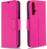 Voor Huawei Honor 20S Litchi Texture Pure Color Horizontale Flip PU lederen tas met houder & kaartsleuven & portemonnee & Lanyard (Rose Red)