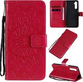 Voor OPPO Realme 6 reliÃ«f zonnebloem patroon horizontale flip PU lederen tas met houder & kaartsleuven & portemonnee & lanyard (rood)